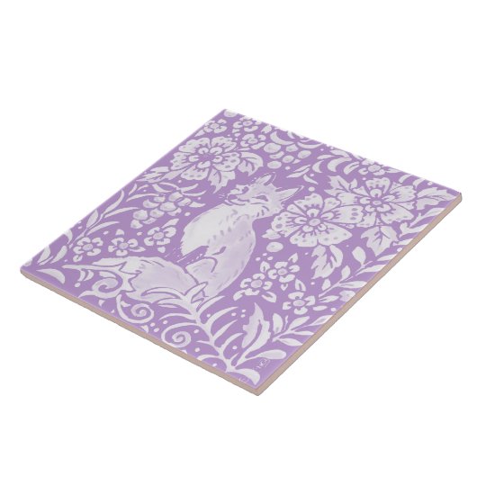 Lila Foxfloralwaldlandschaft Fliese (Seite)