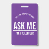 Lila Frag mir, ich bin ein Freiwilliger-ID-Abzeich Ausweis (Back)