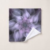 Lila Fraktal-Blume Badhandtuch Set (Waschlappen)