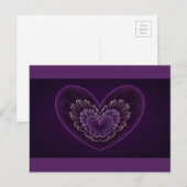 Lila Fraktal Herz Postkarte (Vorne/Hinten)