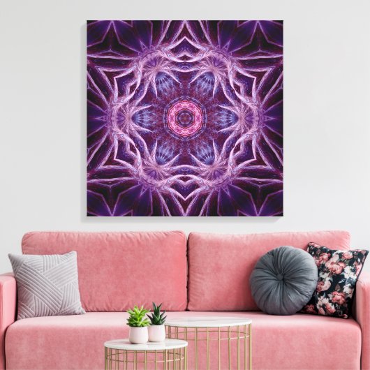 Lila Fraktal Hexagon Star Leinwand (Insitu (Wohnzimmer))