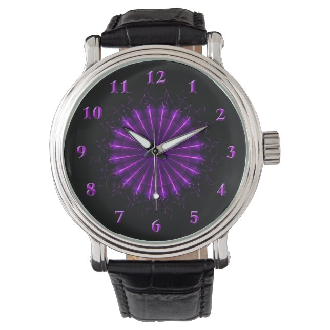 Lila Fraktal Mandala (42) eWatch Armbanduhr (Vorderseite)