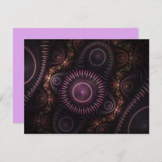 lila Fraktal Postkarte (Vorne/Hinten)