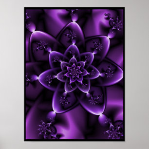 Lila Fraktal-Rose Poster