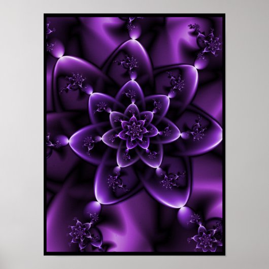 Lila Fraktal-Rose Poster (Vorne)