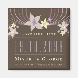 Lila Frangipani Wedding Save the Date Magnet