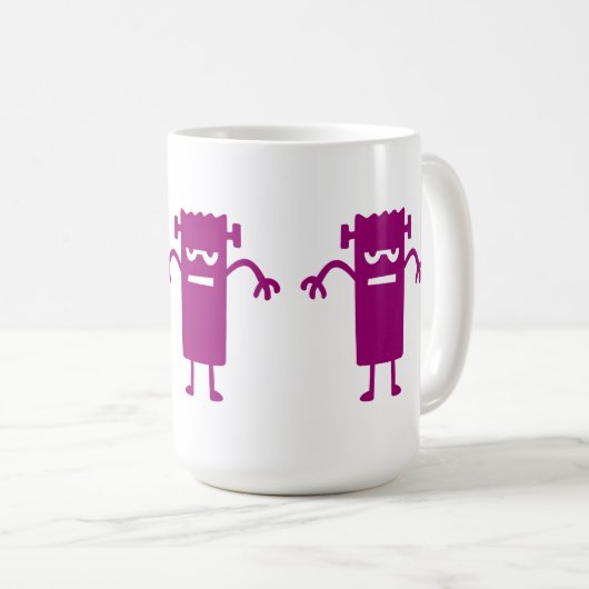 Lila Frankenstein Halloween Clip Art Coffee Tasse (VorderseiteRechts)