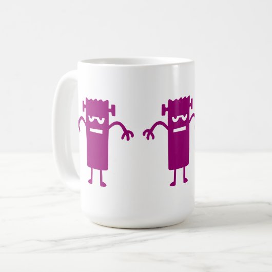 Lila Frankenstein Halloween Clip Art Coffee Tasse (Vorderseite Links)