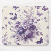 Lila französische Country Toile Fleurie Butterflie Mousepad (Vorne)