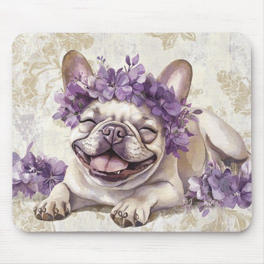 Lila französischer Bulldog Lover Mouse Pad Mousepad (Vorne)