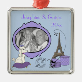 Lila französisches Themed Foto Keepake Ornament