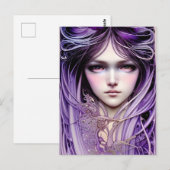 Lila Frau Postkarte (Vorne/Hinten)