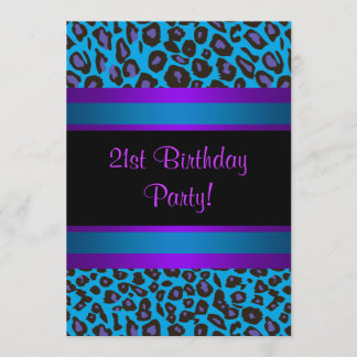 Lila Frauen in Hot Pink Leopard zum 21. Geburtstag Einladung