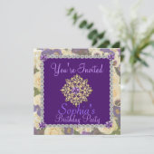 Lila Frauen zum 60. Geburtstag Einladung (Stehend Vorderseite)