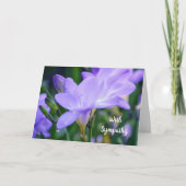 Lila Freesia Blume Tep Drop Beileid Note Card Dankeskarte (Vorderseite)