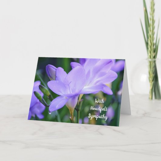 Lila Freesia Tear Drop Scripture Sympathie Karte (Vorderseite)