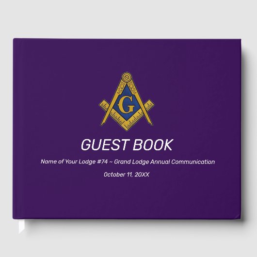 Lila Freimaurer Mauerwerk Platz und Kompass Gästebuch (Vorderseite)