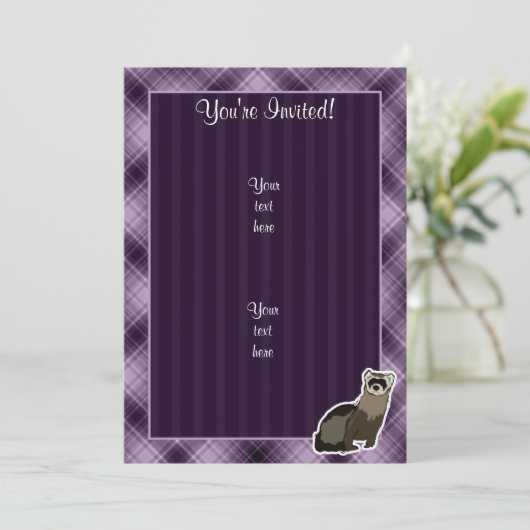 Lila Frettchen Einladung (Stehend Vorderseite)