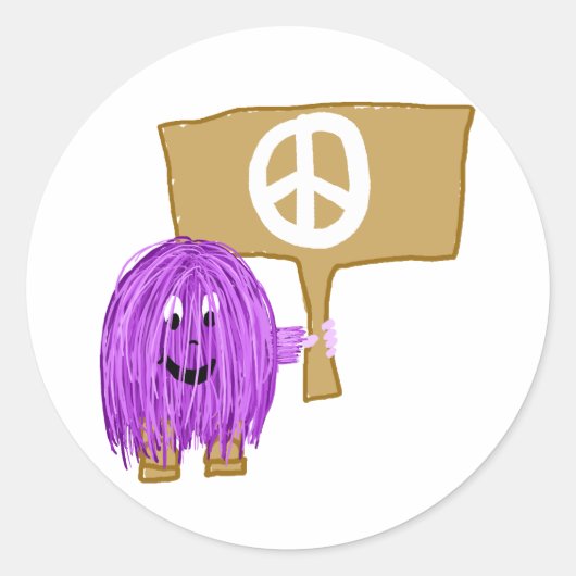 lila Frieden Runder Aufkleber (Vorderseite)