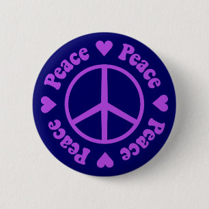 Lila Friedens-u. Liebe-Knopf Button