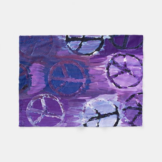 Lila Friedenszeichen Fleece Blanket (Vorderseite (Horizontal))