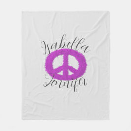 Lila Friedenszeichen individuell anpassbar Fleecedecke