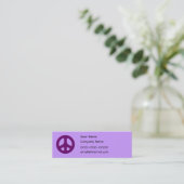 Lila Friedenszeichen-kundenspezifische Mini Visitenkarte (Stehend Vorderseite)