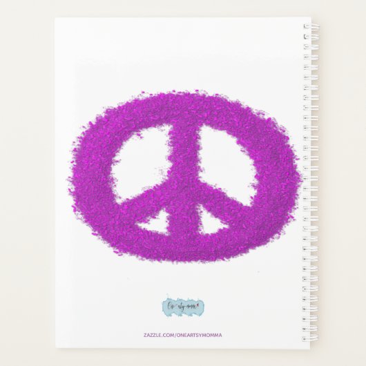 Lila Friedenszeichen Planer (Rückseite)