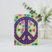 Lila Friedenszeichen Postkarte (Stehend Vorderseite)