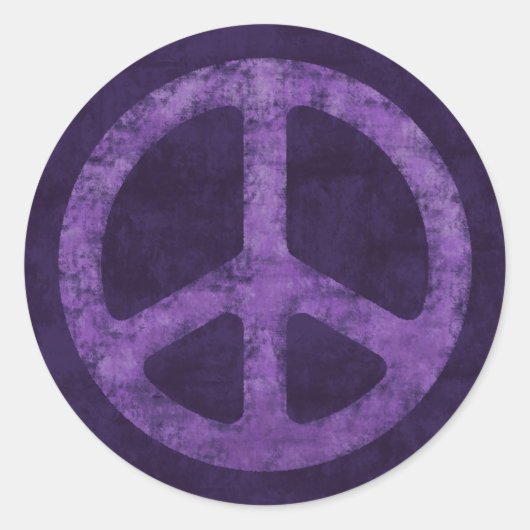 Lila Friedenszeichen Runder Aufkleber (Vorderseite)