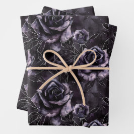 Lila Friedhof Rose Gothic Occult Geschenkpapier Set