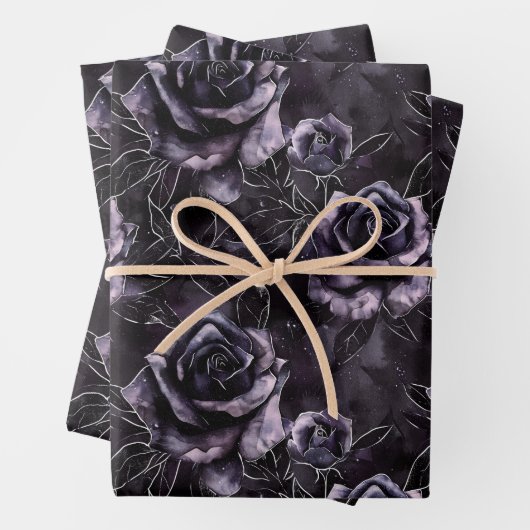 Lila Friedhof Rose Gothic Occult Geschenkpapier Set (Beispiel)