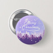 Lila Friedlicher Schneewald Frohe Weihnachten Button (Vorne & Hinten)