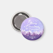Lila Friedlicher Schneewald Frohe Weihnachten Magnet (Vorderseite/Rückseite)