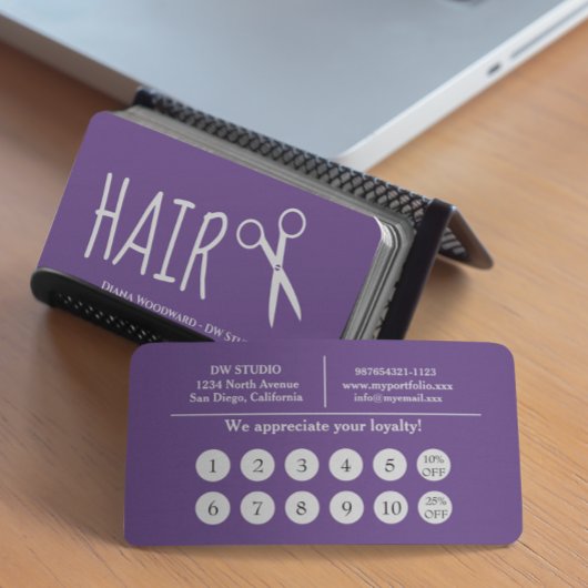 Lila Friseur Flat Treuekarte