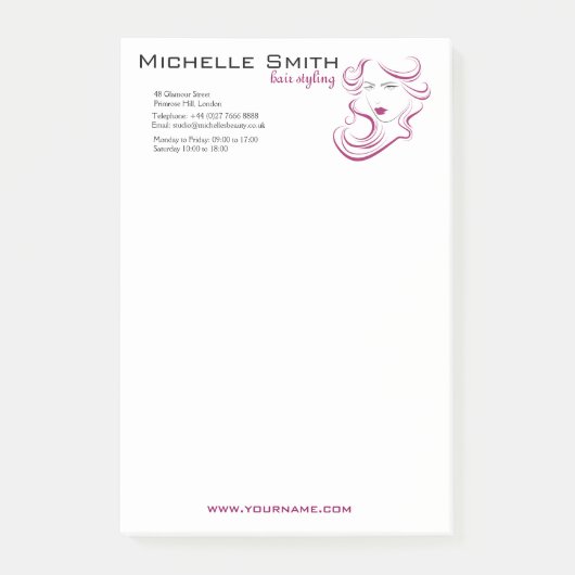 lila Frisur-Ikone Post-it Klebezettel (Vorderseite)