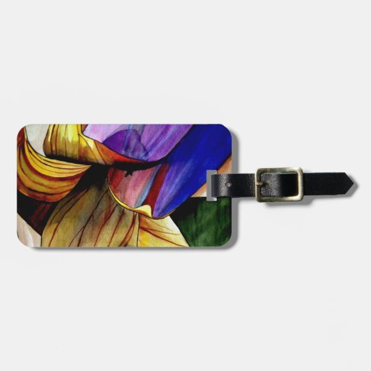 Lila Fritilla Blume Originale Kunst Aquarell Gepäckanhänger (Vorderseite horizontal)