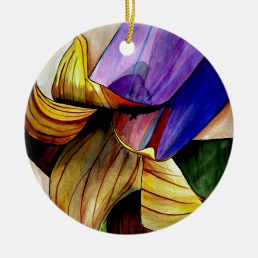 Lila Fritilla Blume Originale Kunst Aquarell Keramik Ornament (Vorne)