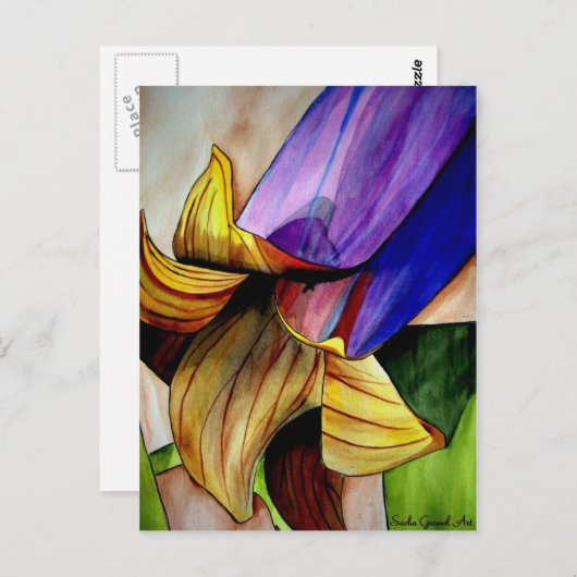 Lila Fritilla Blume Originale Kunst Aquarell Postkarte (Vorne/Hinten)