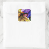Lila Fritilla Blume Originale Kunst Aquarell Quadratischer Aufkleber (Tasche)
