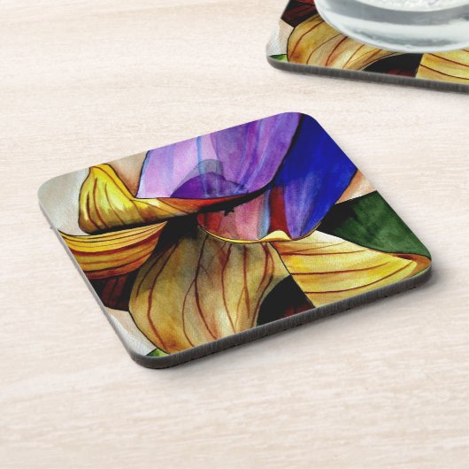 Lila Fritilla Blume Originale Kunst Aquarell Untersetzer (Linke Seite)