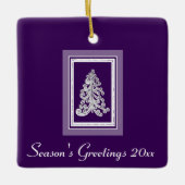 Lila Frohe Festtage / beliebiger Weihnachtsbaum Keramikornament (Vorderseite)