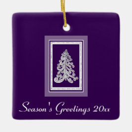 Lila Frohe Festtage / beliebiger Weihnachtsbaum Keramikornament