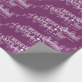 Lila frohe Weihnachten glücklich Neues Jahr Geschenkpapier (Ecke)