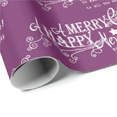Lila frohe Weihnachten glücklich Neues Jahr Geschenkpapier (Rolleneckpunkt)