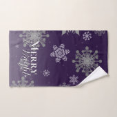 Lila fröhliche und helle Schneeflocken Weihnachten Badhandtuch Set (Handtuch)