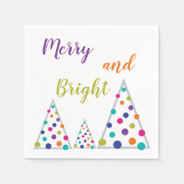 Lila, fröhlicher und heller Weihnachtsbaum Serviette