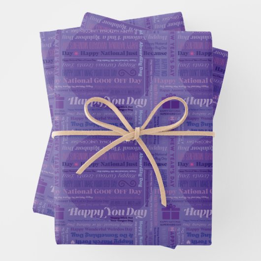 Lila Frohtages-Papier Geschenkpapier Set (Beispiel)