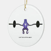 Lila Frosch-anhebende Gewichte Keramik Ornament (Links)