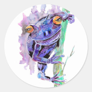 Lila Frosch Runder Aufkleber